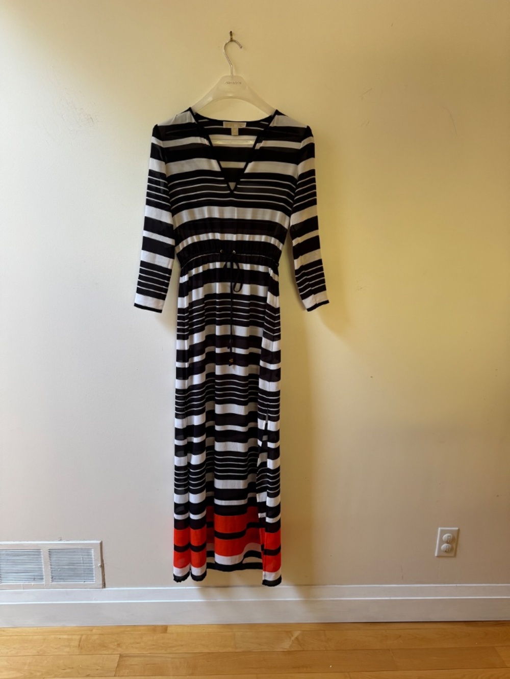 Michael Kors XS Sheer Striped Beach Cover Up